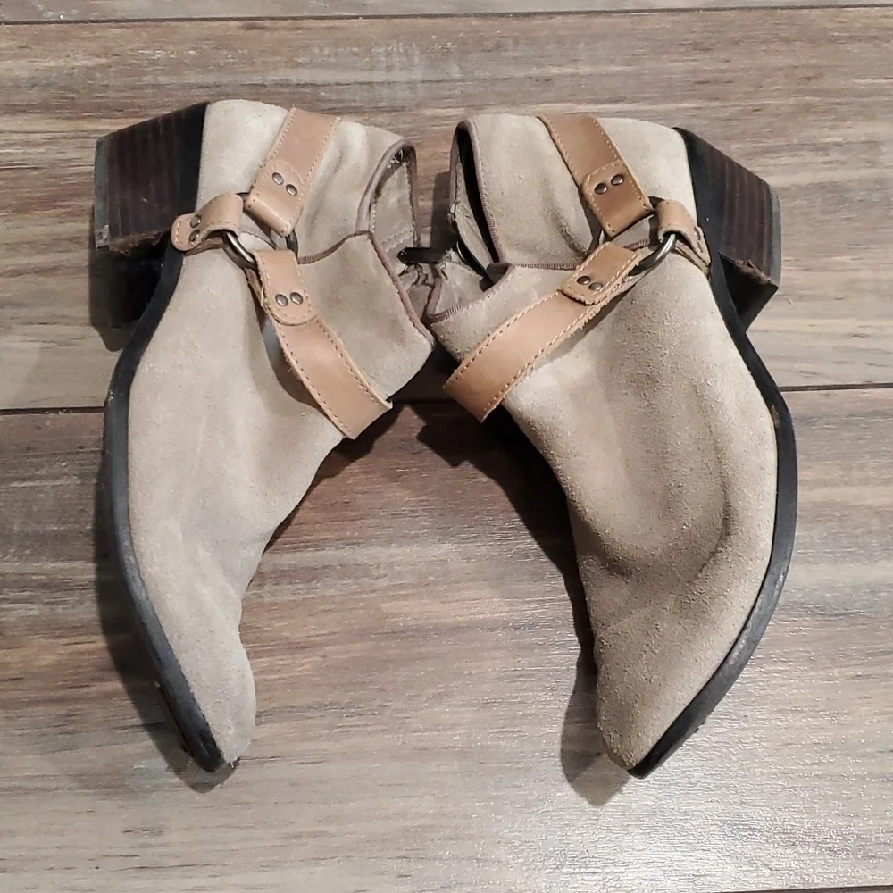 Sam Edelman Women Phoenix Suede ankle zip shoes boots sz 8.5M